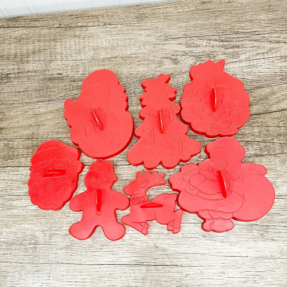 Vintage Wilton Christmas Cookie Cutter Set Red Plastic Holiday Shapes
